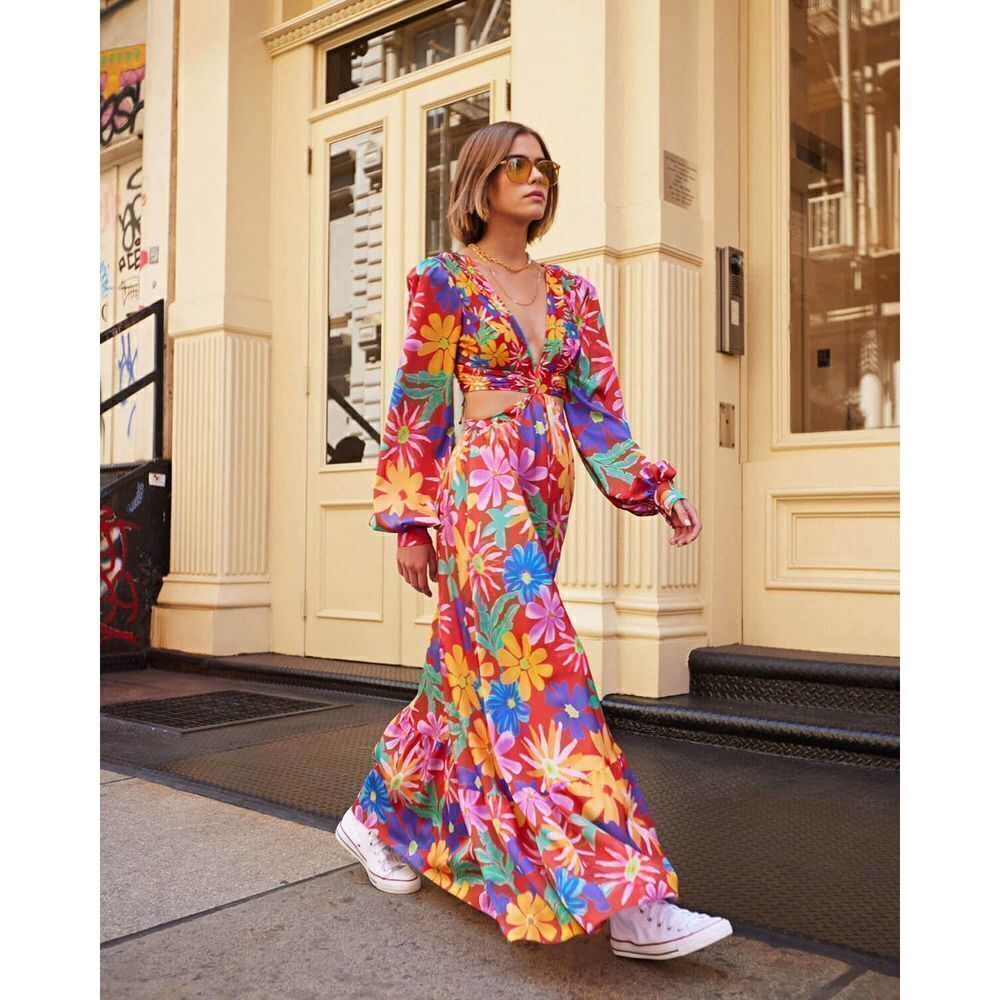 PatBo ASTER LONG SLEEVE CUT-OUT DRESS Small
